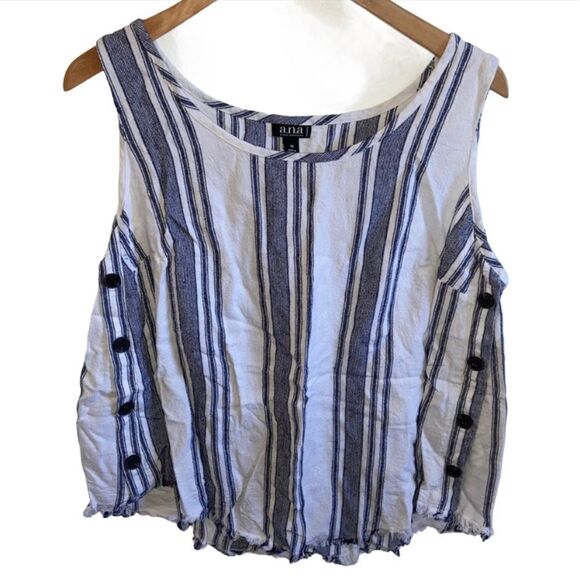 A.n.a linen striped tank top with button details - Picture 1 of 11